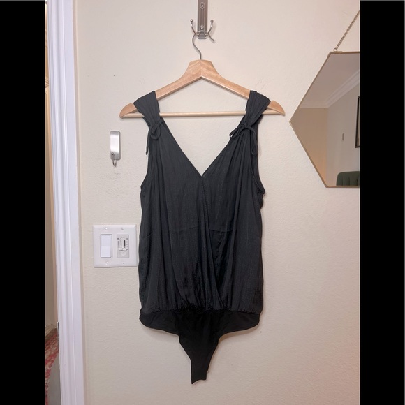 Paige Cerisa Surplice Bodysuit in Black - Picture 2 of 7